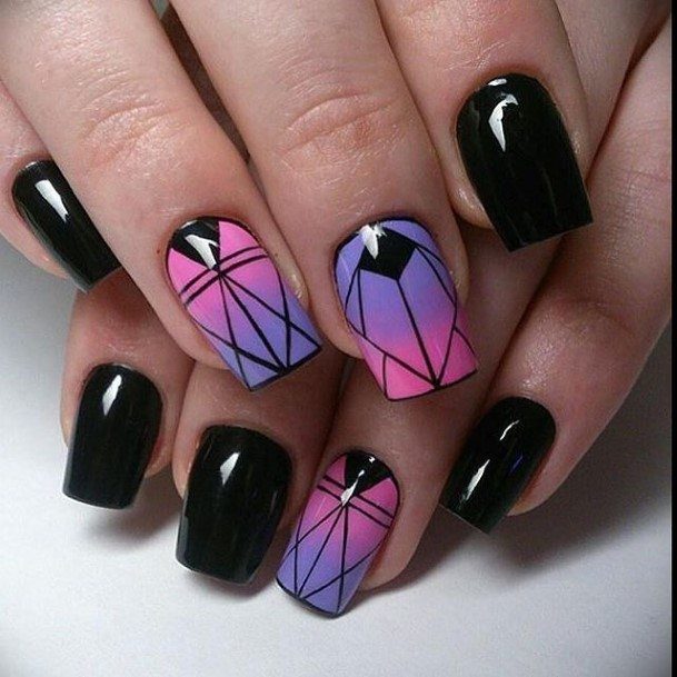 Appealing Womens Black Prom Nails