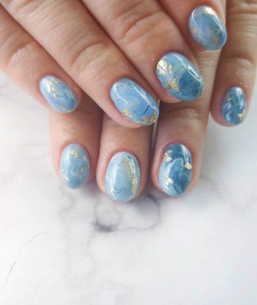 Appealing Womens Blue And Gold Nails