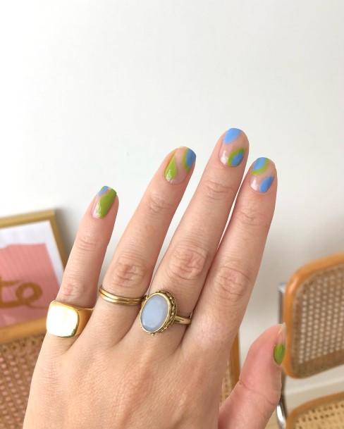 Appealing Womens Blue And Green Nails