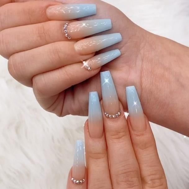 Appealing Womens Blue Ombre Nails