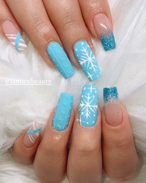 Appealing Womens Blue Winter Nails