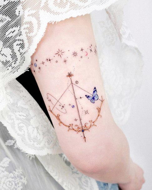 Appealing Womens Bow And Arrow Tattoos