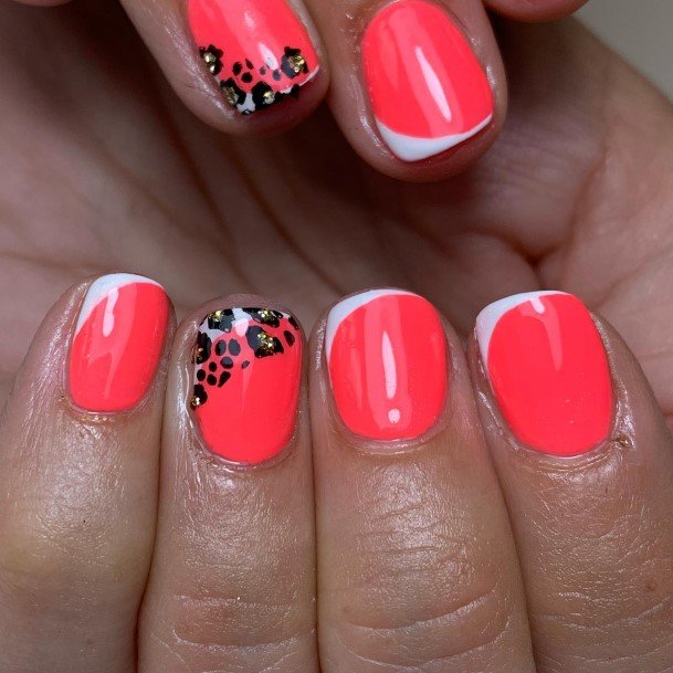 Appealing Womens Bright Coral Nails