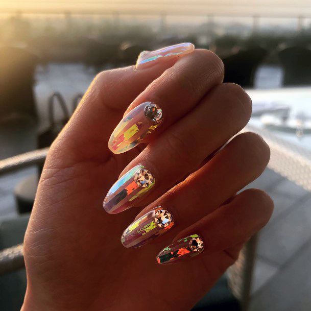 Appealing Womens Broken Shattered Glass Nails