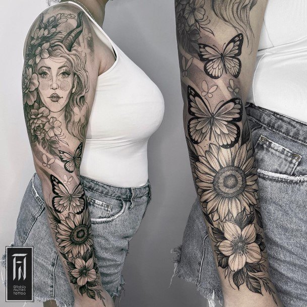 Appealing Womens Capricorn Tattoos Full Arms Sleeve