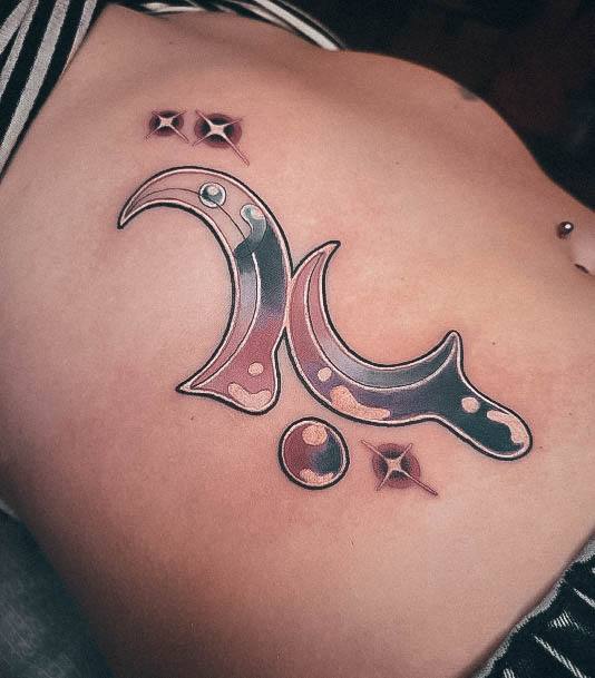 Appealing Womens Cresent Moon Tattoos