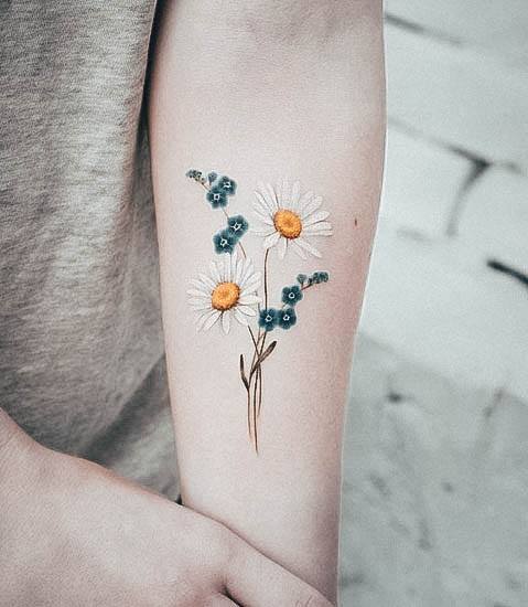 Appealing Womens Daisy Tattoos Inner Forearm Flowers