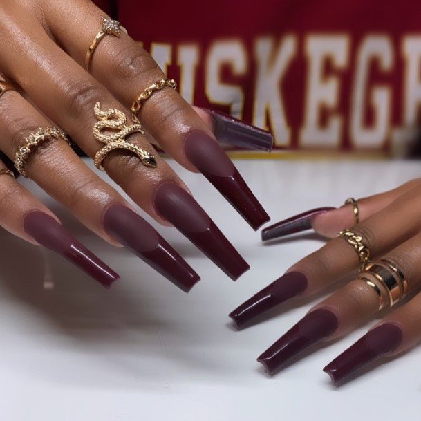 Appealing Womens Dark Maroon Nails