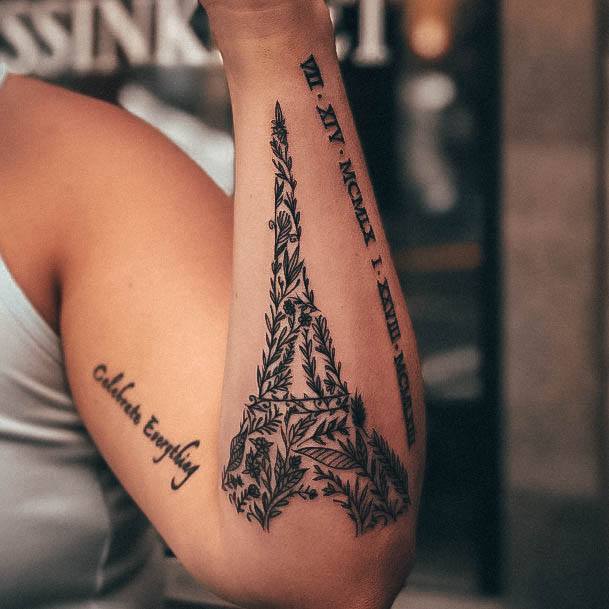 Appealing Womens Eiffel Tower Tattoos