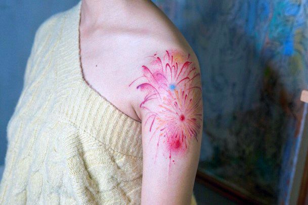 Appealing Womens Fireworks Tattoos