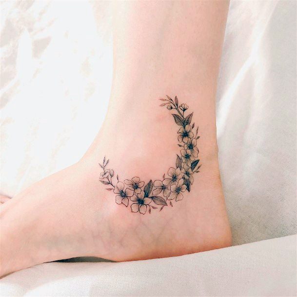 Appealing Womens Flower Moon Tattoos