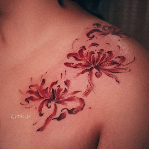 Appealing Womens Flower Shoulder Tattoos