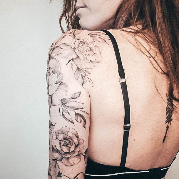 Appealing Womens Flower Sleeve Tattoos