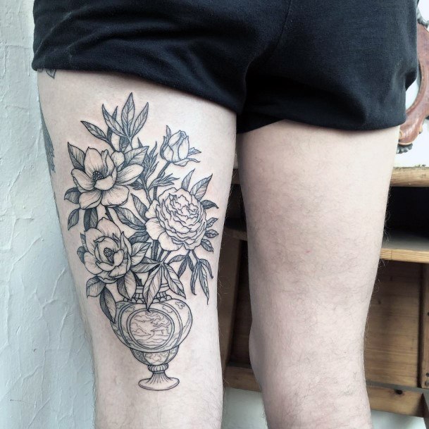 Appealing Womens Flower Vase Tattoos