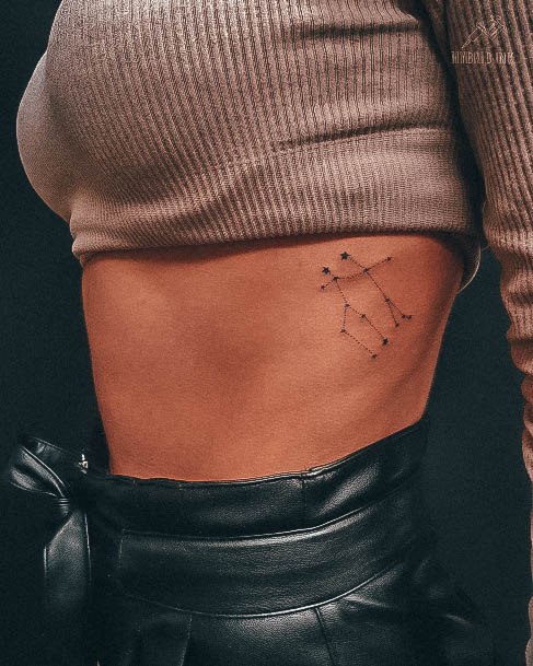 Appealing Womens Gemini Tattoos Rib Cage Side Of Body