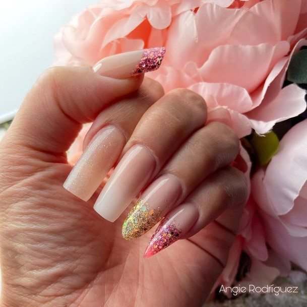 Appealing Womens Glitter French Tip Nails