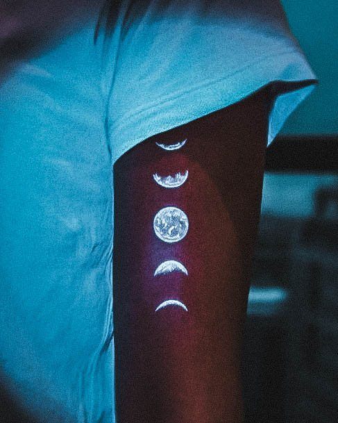 Appealing Womens Glow In The Dark Tattoos Moon Phases Uv