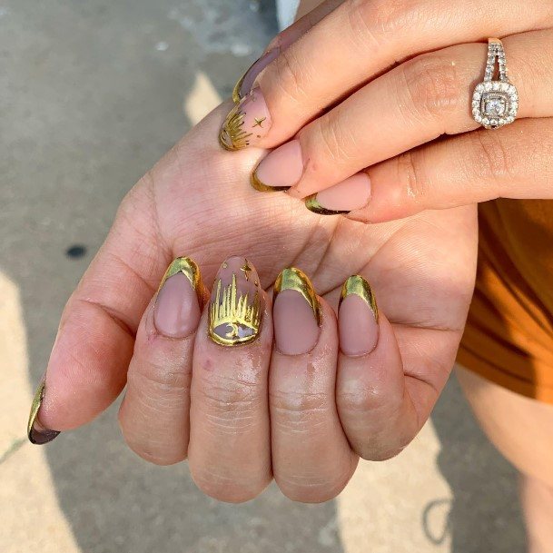 Appealing Womens Gold French Tip Nails