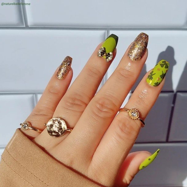 Appealing Womens Green French Tip Nails