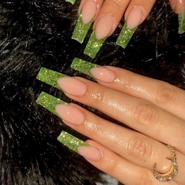 Appealing Womens Green Glitter Nails