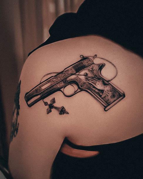 Appealing Womens Gun Tattoos