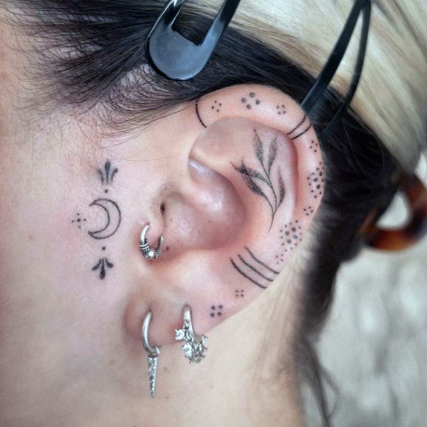 Appealing Womens Handpoke Tattoos Ear
