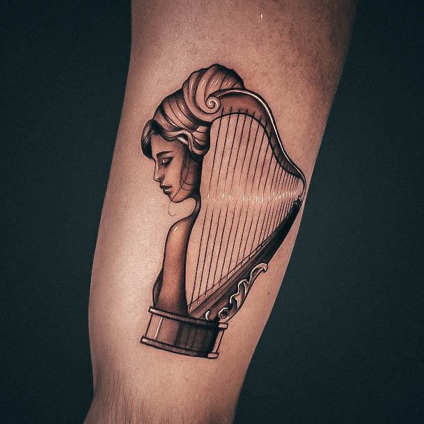 Appealing Womens Harp Tattoos