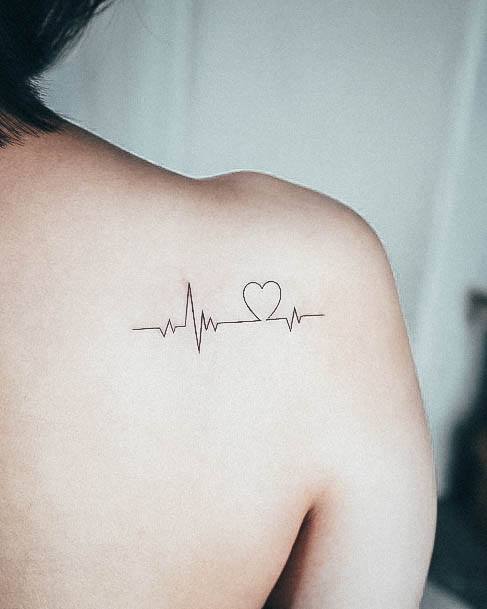 Appealing Womens Heartbeat Tattoos Shoulder Blade