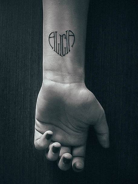 Appealing Womens Name Tattoos Wrist Heart Typography