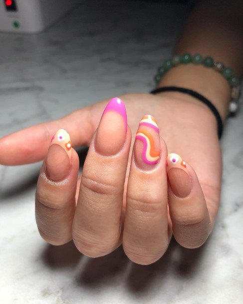 Appealing Womens Orange French Tip Nails