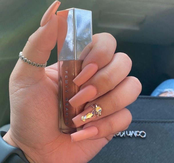 Appealing Womens Peach Matte Nails