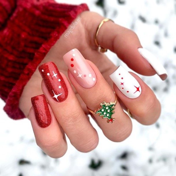 Appealing Womens Red And Nude Nails