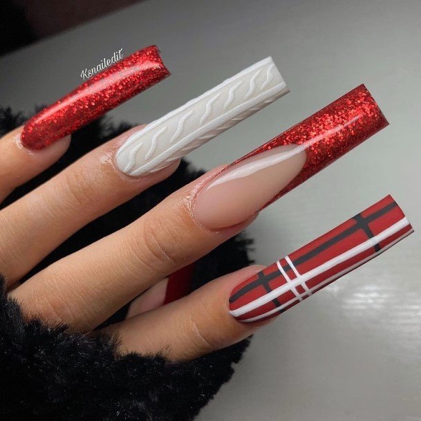 Appealing Womens Red And White Nails