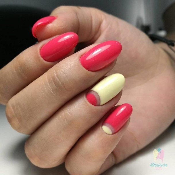 Appealing Womens Red And Yellow Nails