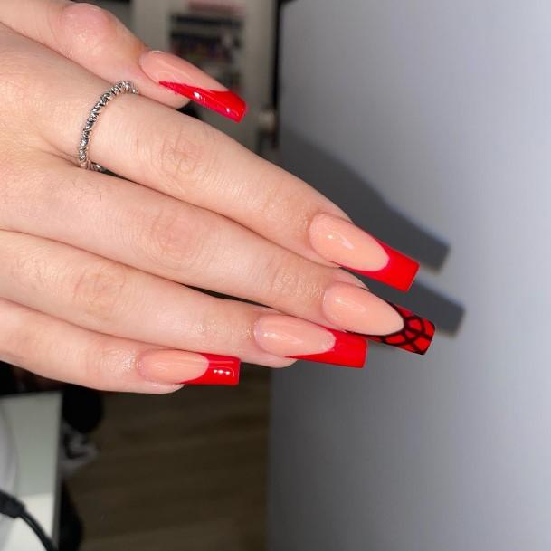 Appealing Womens Red French Tip Nails