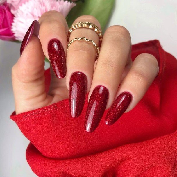 Appealing Womens Red Glitter Nails