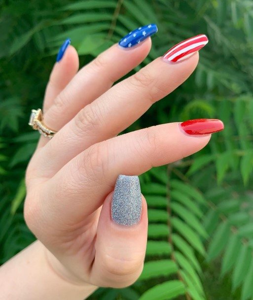 Appealing Womens Red White And Blue Nails