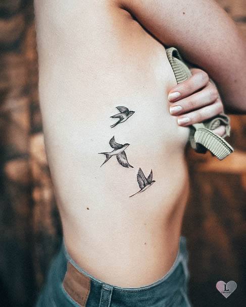 Appealing Womens Rib Tattoos Birds