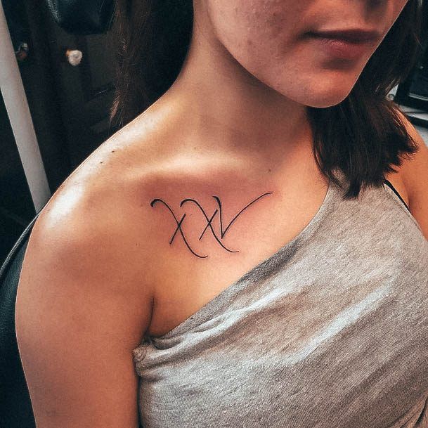 Appealing Womens Roman Numeral Tattoos Chest