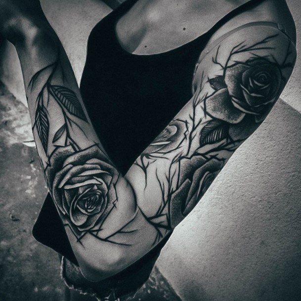 Appealing Womens Rose Sleeve Tattoos