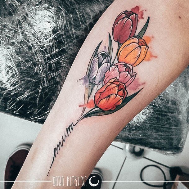 Appealing Womens Tulip Tattoos