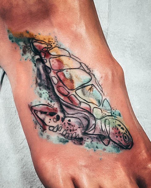 Appealing Womens Turtle Tattoos Foot Watercolor