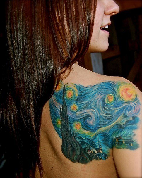 Appealing Womens Van Gogh Tattoos