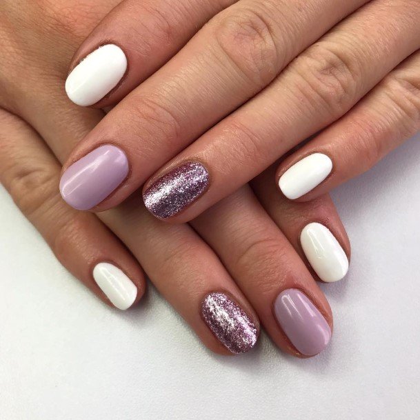 Appealing Womens White And Purple Nails