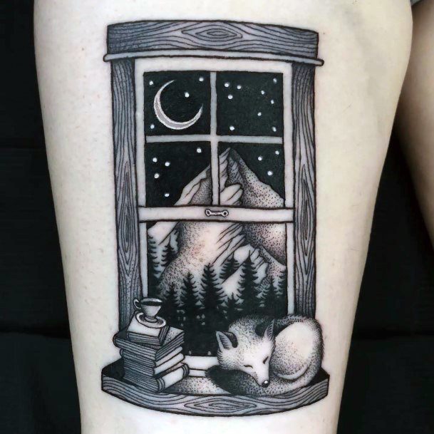 Appealing Womens Window Tattoos Night Sky Moon