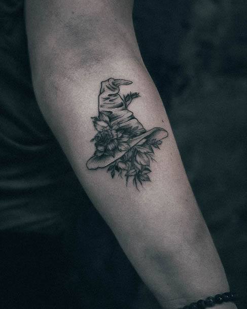 Appealing Womens Witch Hat Tattoos