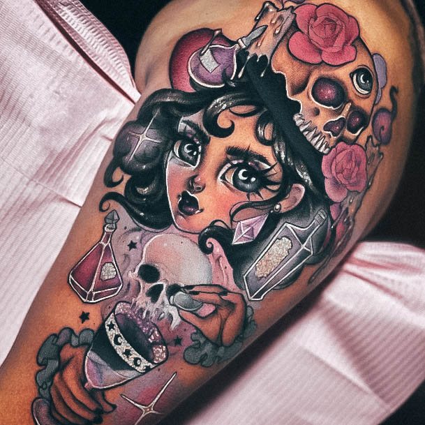 Appealing Womens Witch Tattoos