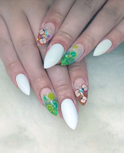 Apple And Fruits On Nail Design