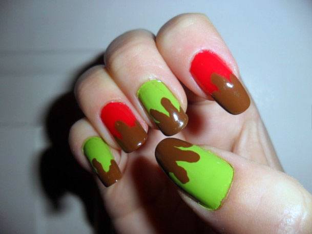 Apple Dipped In Chocolates Nail Art