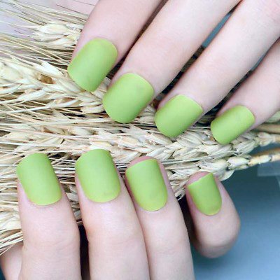 Apple Green Block Colored Nails